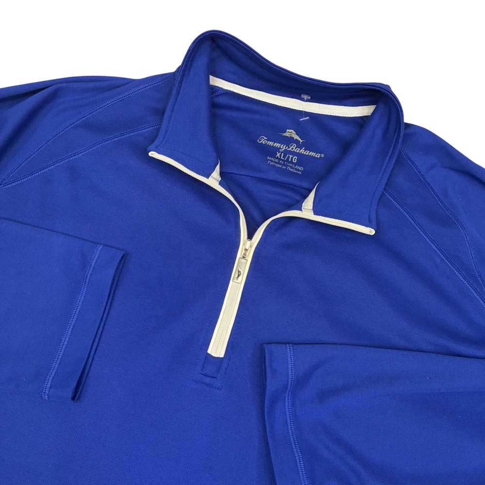Tommy Bahama Pullover Men XL Blue Quarter Zip Performance Coastal Golf Shirt